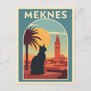 Meknes Marokko Sunset Cat Art Postkarte