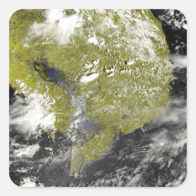 Mekong-Delta und die Tonle-Sap Quadratischer Aufkleber (Vorderseite)