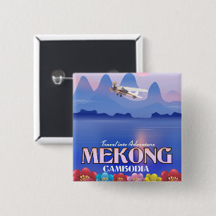Mekong Fluss Kambodscha Urlaubs Poster Button