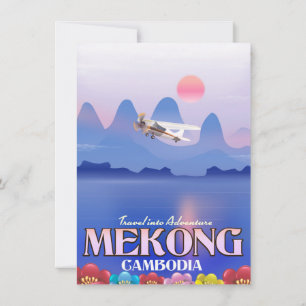Mekong Fluss Kambodscha Urlaubs Poster Einladung