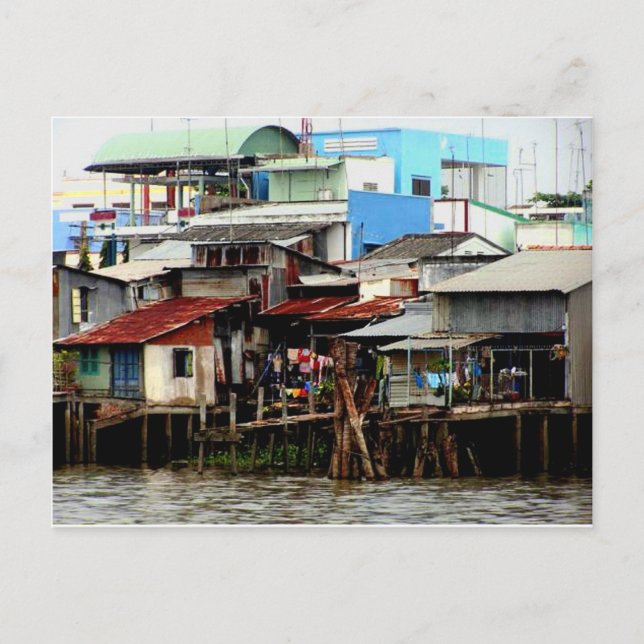Mekong River Houses Postkarte (Vorderseite)