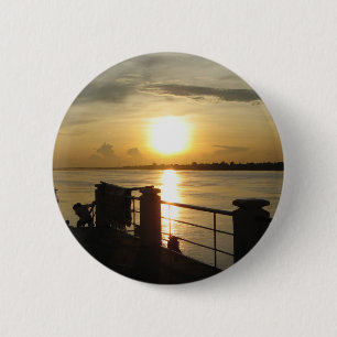Mekong River Sunset ... Nong Khai, Isaan, Thailand Button