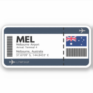 MEL Melbourne Boarding Pass - Airport Ticket Aufkleber