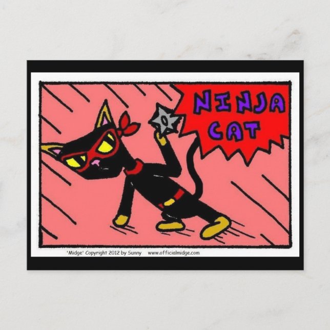 Mel "NINJA CAT" Postkarte (Vorderseite)