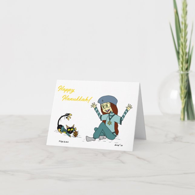 Mel the Cat and Maizy Customizable Hanukah Card Karte (Vorderseite)