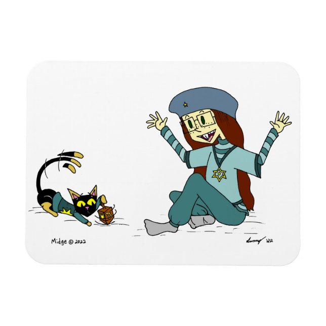 Mel the Cat und Maizy Hanukkah Magnet (Horizontal)