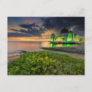 Melaka während Sonnenuntergang   Masjid Selat Postkarte
