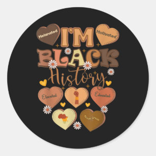 Melanated Motivierte Educated Black History Month Runder Aufkleber