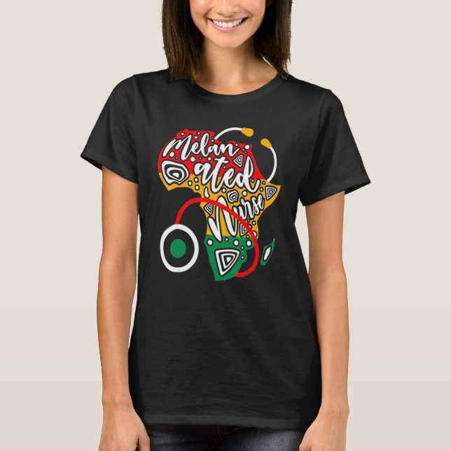 Melanated Nurse African Flag Stethoscope Black His T-Shirt (Vorderseite)