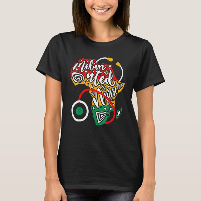 Melanated Nurse African Flag Stethoscope Black His T-Shirt (Vorderseite)