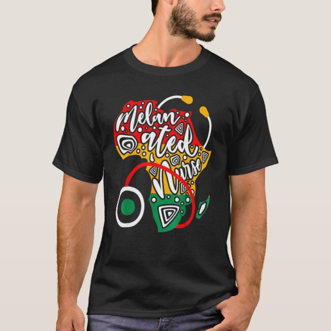 Melanated Nurse African Flag Stethoscope Black His T-Shirt (Vorderseite)