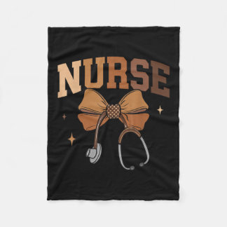 Melanated Nurse Black History Montag Coquette Bow  Fleecedecke