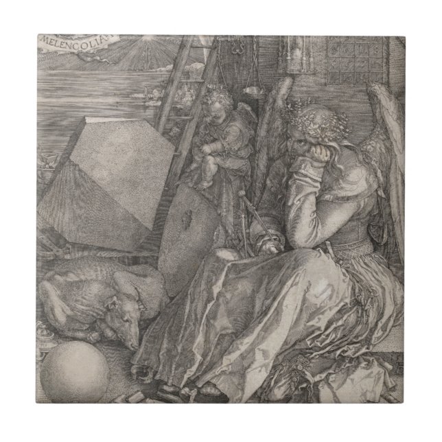 Melancholia I, gravierend durch Albrecht Durer Fliese (Vorderseite)