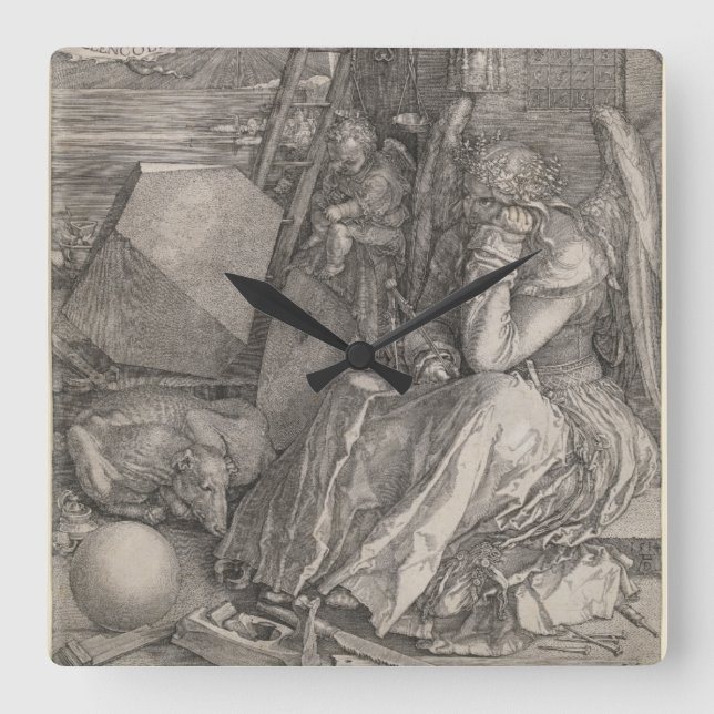Melancholia I, Gravur von Albrecht Durer Quadratische Wanduhr (Vorderseite)