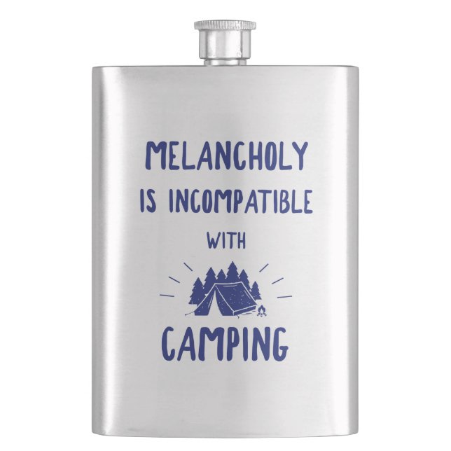 Melancholie ist mit Camping nicht kompatibel Flachmann (Vorderseite)