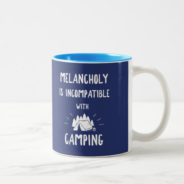 Melancholie ist mit Camping nicht kompatibel Zweifarbige Tasse (Rechts)