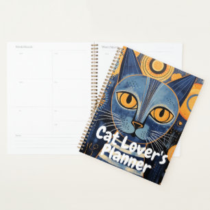 Melancholisch Boho Blue Yellow Cat Lover Planer