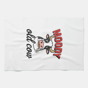 Melancholische alte Kuh Vintage lustiges Kuh-Shirt Geschirrtuch