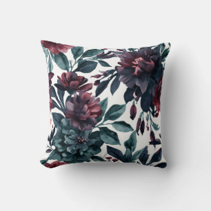 Melancholische Aquarell-Botanik-Blüten Floral Kissen