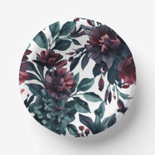 Melancholische Aquarell-Botanik-Blüten Floral Pappteller