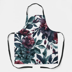 Melancholische Aquarell-Botanik-Blüten Floral Schürze