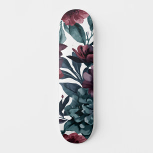 Melancholische Aquarell-Botanik-Blüten Floral Skateboard