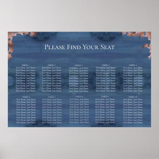 Melancholische Blaue Hochzeit Sitzordnung Poster (Vorne)