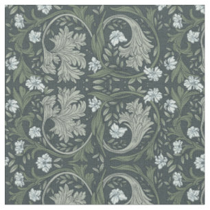 melancholische Blumen Acanthus Grünpflanze Damast Stoff