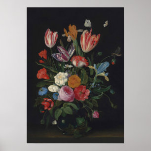Melancholische Blumen, Vintage-Blumenkunst Poster