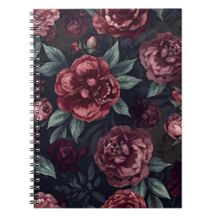 Melancholische Blumen Wasserfarbe Dunkelrotes Must Notizblock