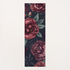 Melancholische Blumen Watercolor Dunkelrotes Muste Yogamatte
