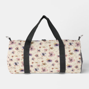 Melancholische Boho-Wasserfarbe-Rosé-Wildblumen-Mu Duffle Bag