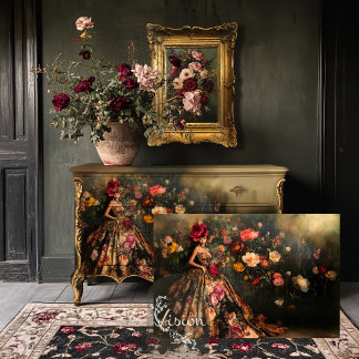 Melancholische Bouffant Brokat Elegante Dame Vinta Seidenpapier
