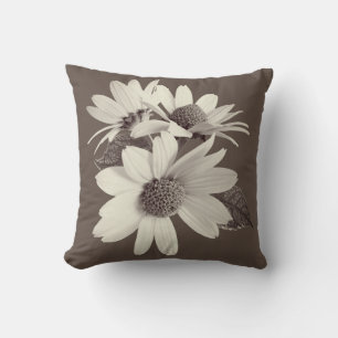 Melancholische braune Daisy-Kissen Kissen