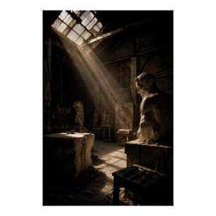 Melancholische Chiaroscuro-Skulptur Studio Fine Ar Poster