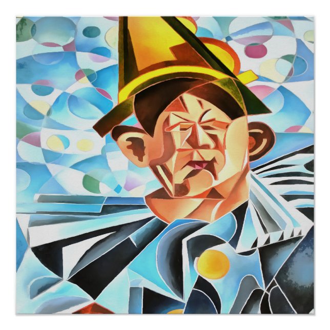 Melancholische Clown Geometrische Kunst Poster (Vorderseite)