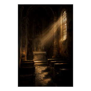 Melancholische Dark-Academia-Kapelle-Sonnenstrahl- Poster