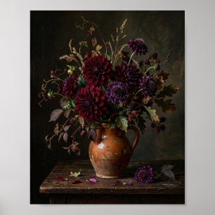 Melancholische Dunkle Pflaume Dahlie Hortensie I Poster