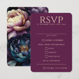 Melancholische Farbige Blumen RSVP Karte