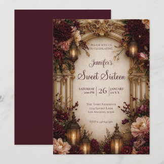 Melancholische Florale Gothic Sweet 16 Einladung