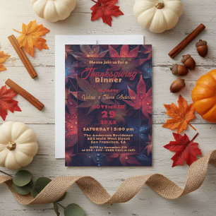 Melancholische Herbst-Ahornblätter Thanksgiving-Di Einladung