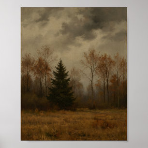 Melancholische Herbst-Buchen-Allee II Vintage-Gemä Poster