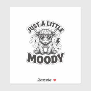 Melancholische Highland-Kuh Vintage-Stickerei-Shir Aufkleber