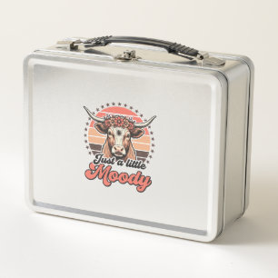 Melancholische Kuh Retro-Sonnenuntergang Vintage-G Metall Brotdose