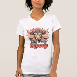 Melancholische Kuh Retro-Sonnenuntergang Vintage-G T-Shirt