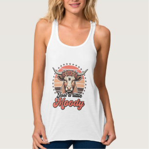 Melancholische Kuh Retro-Sonnenuntergang Vintage-G Tank Top