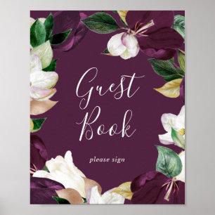 Melancholische lila Blüten Pflaumen-Gästebuch-Sc Poster