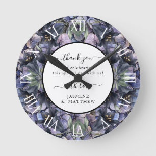 Melancholische schwarze Blumen Hochzeit klassische Runde Wanduhr