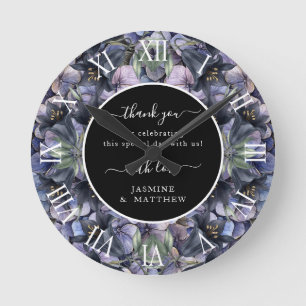 Melancholische schwarze Blumen Hochzeit Namen des Runde Wanduhr