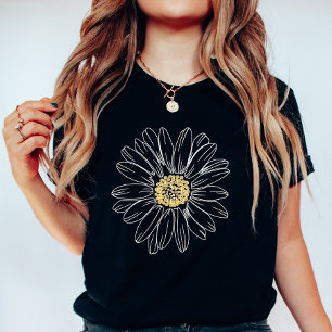Melancholische schwarze Daisy; minimalistischer fl T-Shirt